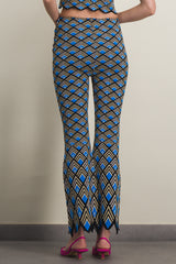 Geometric jacquard flared pants