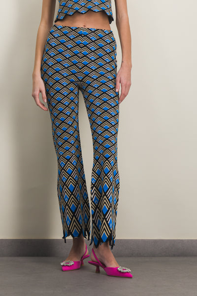 Geometric jacquard flared pants