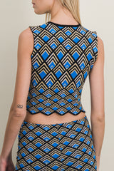 Geometric jacquard cropped top