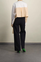 Straight leg tailored night blue organic coton pants