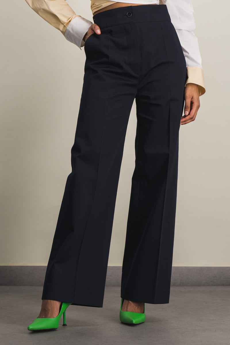 Patou - Straight leg tailored night blue organic coton pants