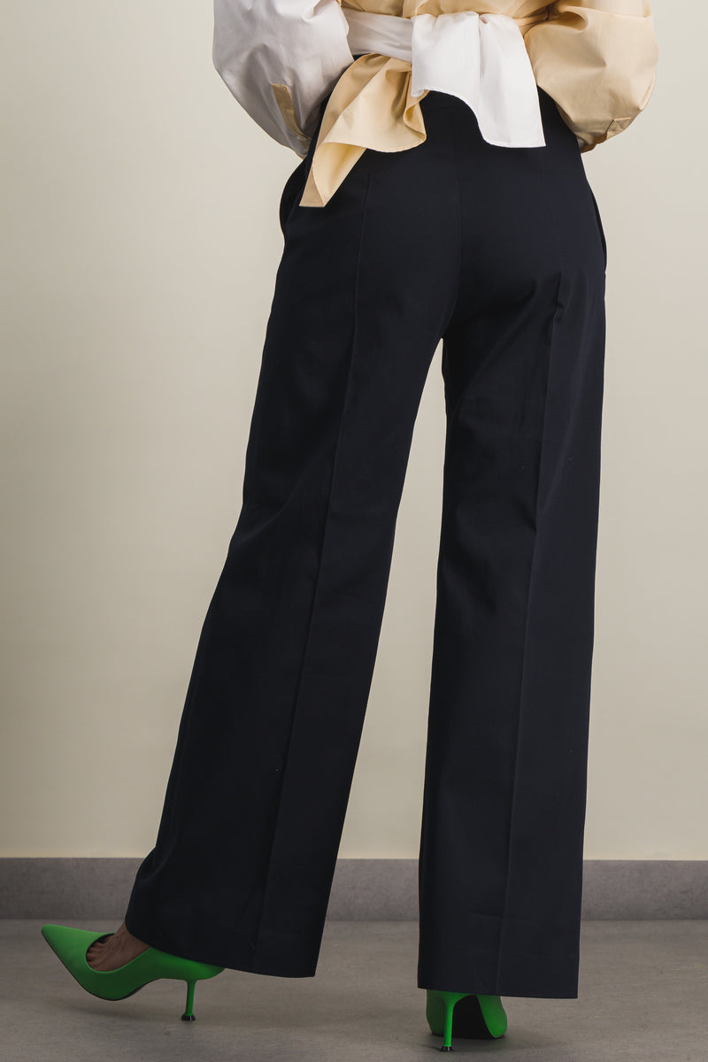 Patou - Straight leg tailored night blue organic coton pants