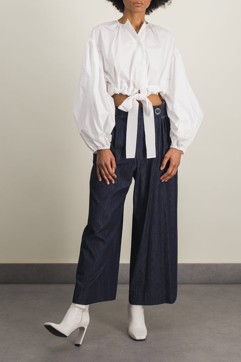 Patou - Organic cotton poplin cropped buttoned top