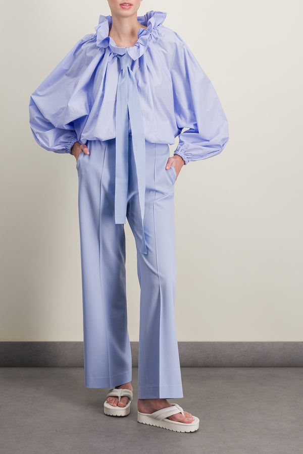 Organic cotton poplin voluminous gros grain blouse