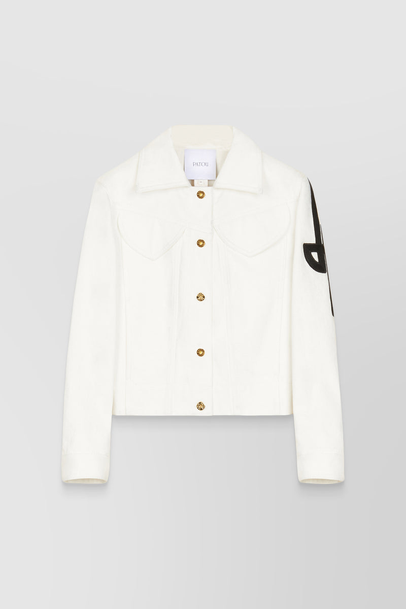 Patou - Embroidered logo eco denim jacket