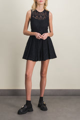 Pleated eco-lace mini dress