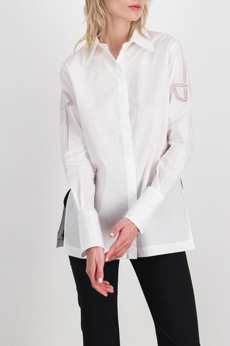 Patou - Organic cotton poplin embroidered logo shirt