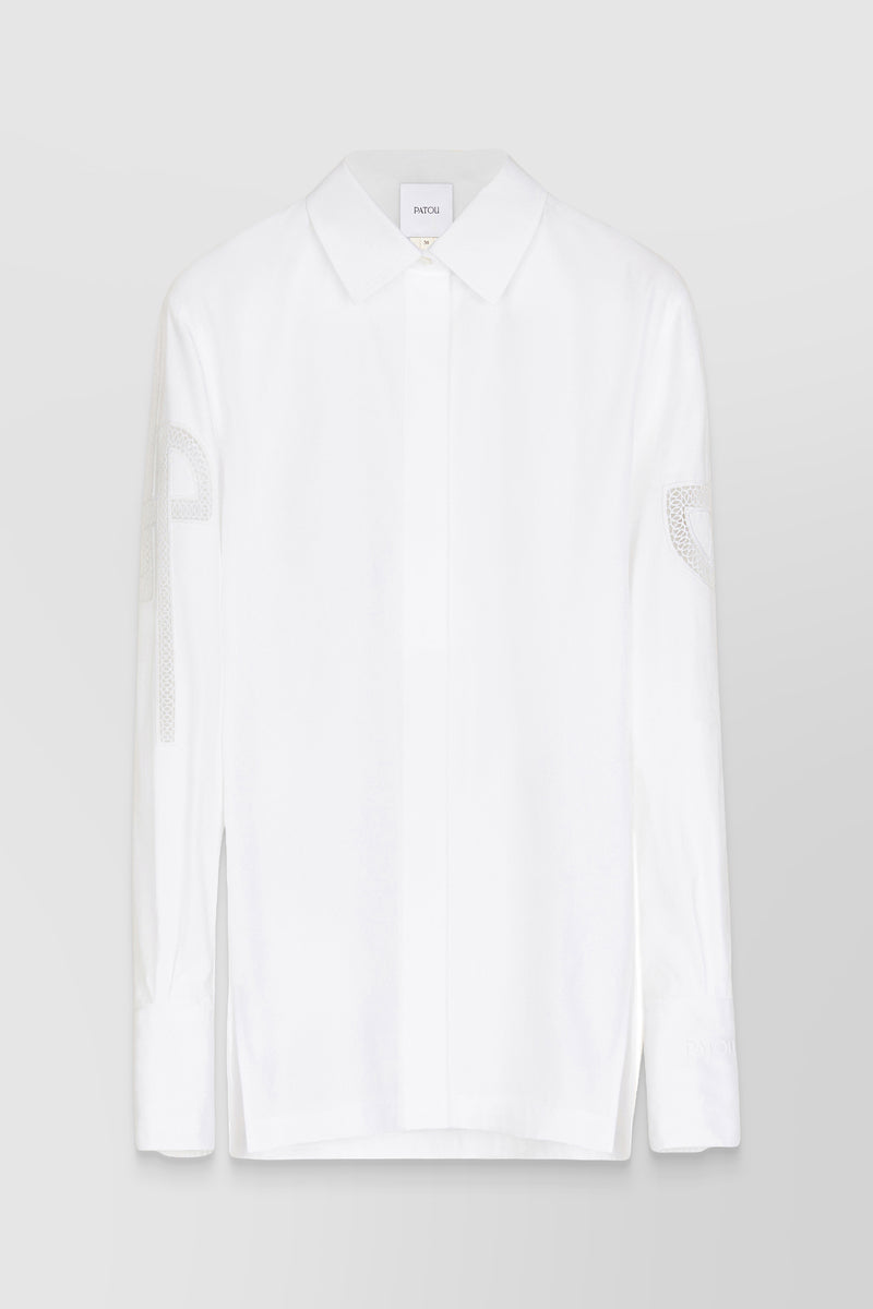 Patou - Organic cotton poplin embroidered logo shirt