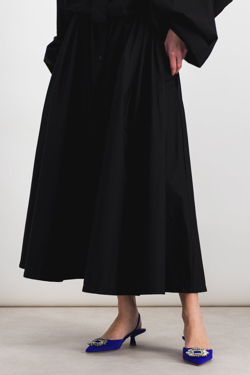 Patou - Organic cotton poplin buttoned maxi skirt