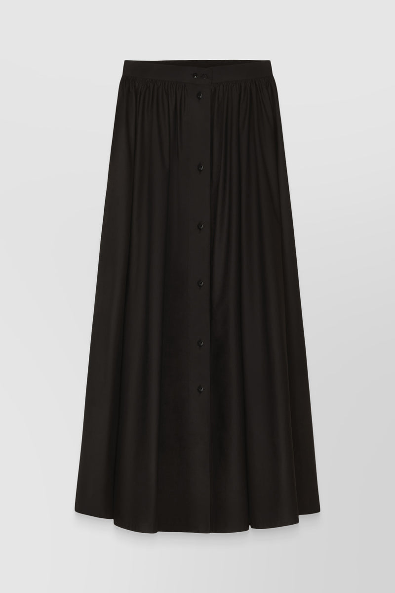 Patou - Organic cotton poplin buttoned maxi skirt