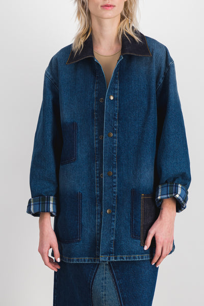 Combo denim boxy jacket