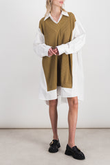 Shirt dress in cotton poplin knit mix