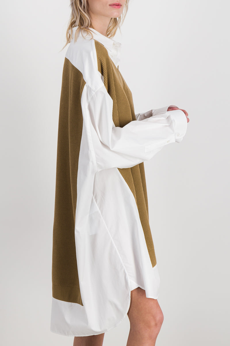 Maison Margiela - Shirt dress in cotton poplin knit mix