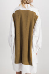 Shirt dress in cotton poplin knit mix