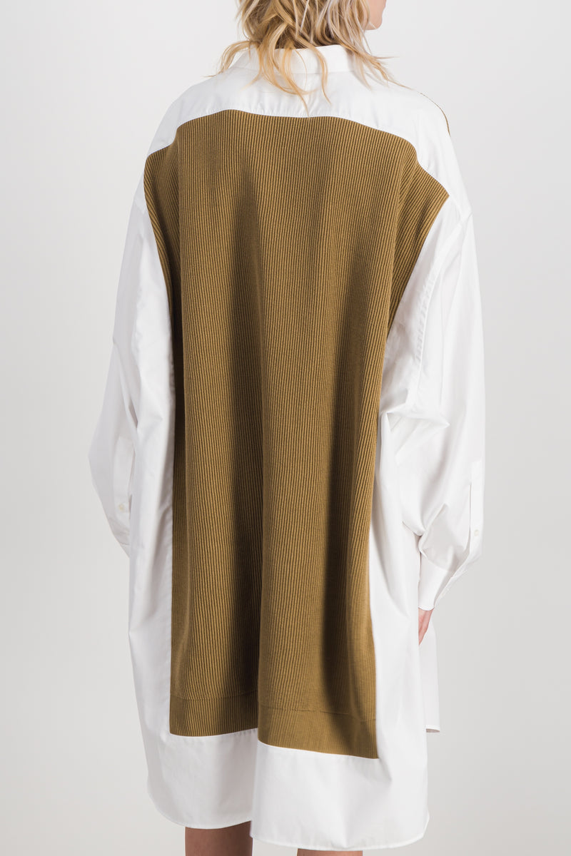 Maison Margiela - Shirt dress in cotton poplin knit mix