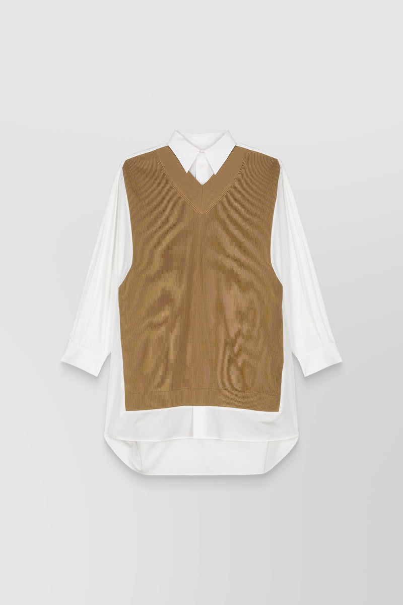Maison Margiela – Shirt dress in cotton poplin knit mix – Renaisa