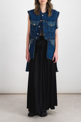 Combo denim deconstructed long gilet