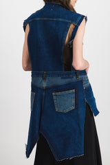 Combo denim deconstructed long gilet