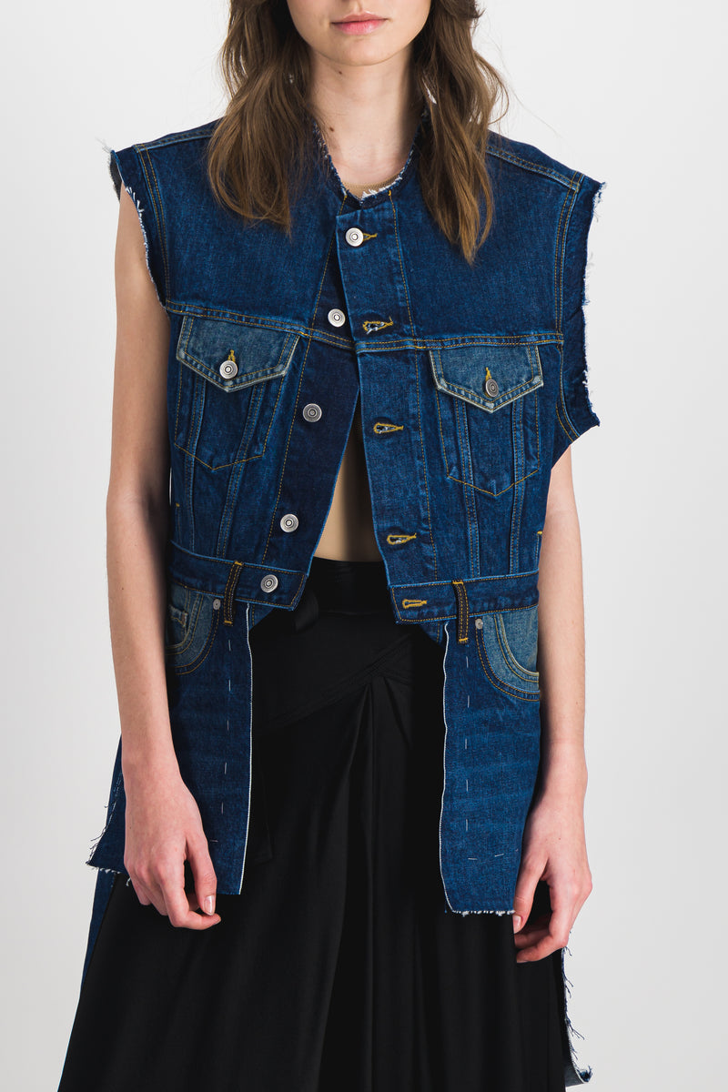 Maison Margiela - Combo denim deconstructed long gilet