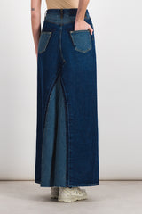 Combo denim maxi jeans skirt