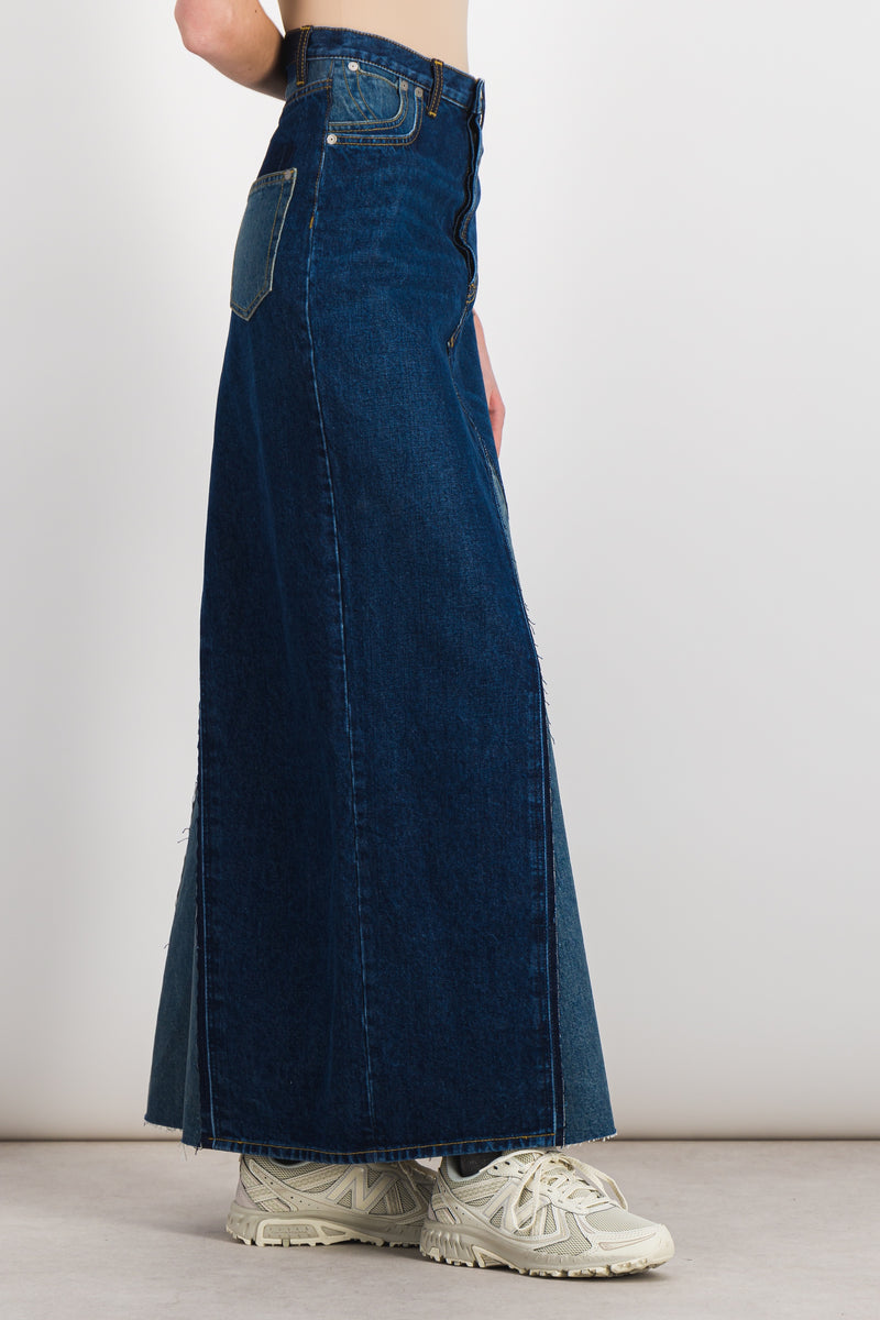Maison Margiela - Combo denim maxi jeans skirt