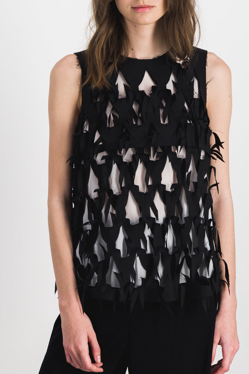 Maison Margiela - Bi-fabric top with cut-outs and contrast lining