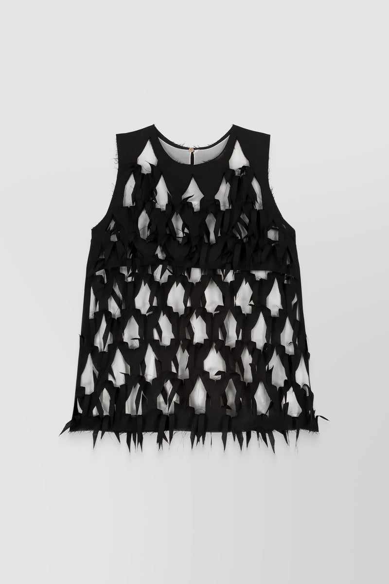 Maison Margiela - Bi-fabric top with cut-outs and contrast lining