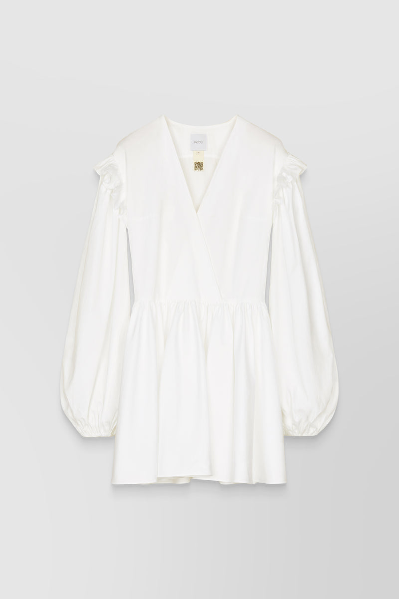 Patou - Puff sleeved pleated cotton mini dress