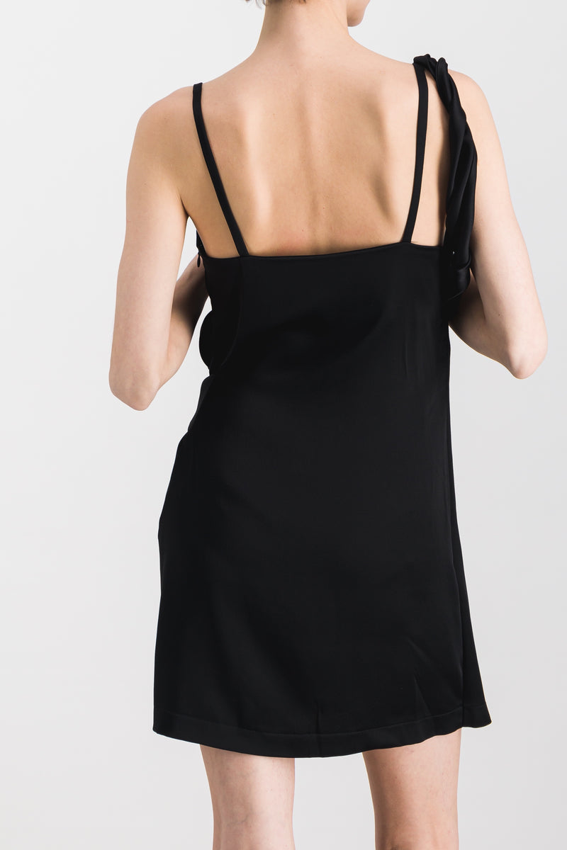 Atlein - Asymmetric straps draped crêpe satin mini dress