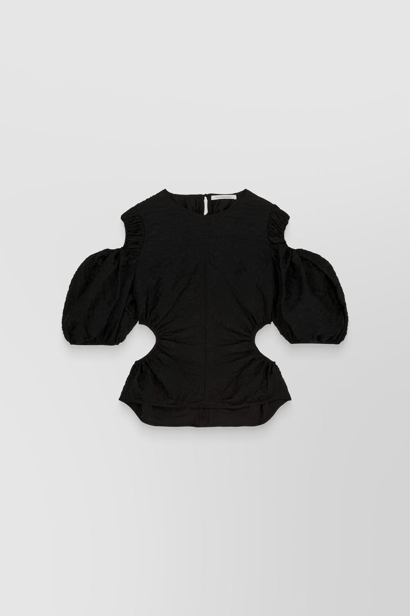 Cecilie Bahnsen - Cut-out puff sleeve matelassé top