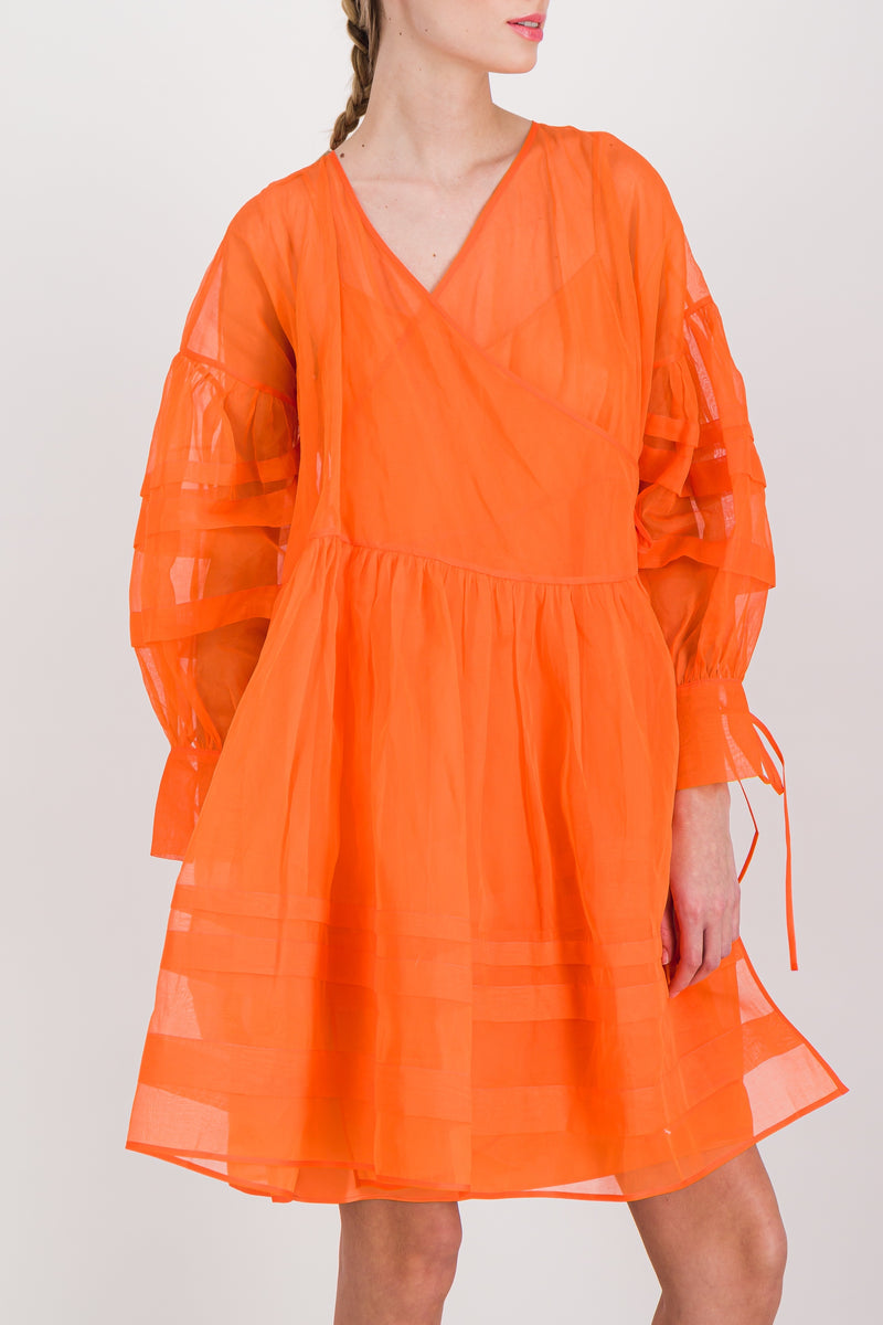 Cecilie Bahnsen - Short pleated wrap organdie dress