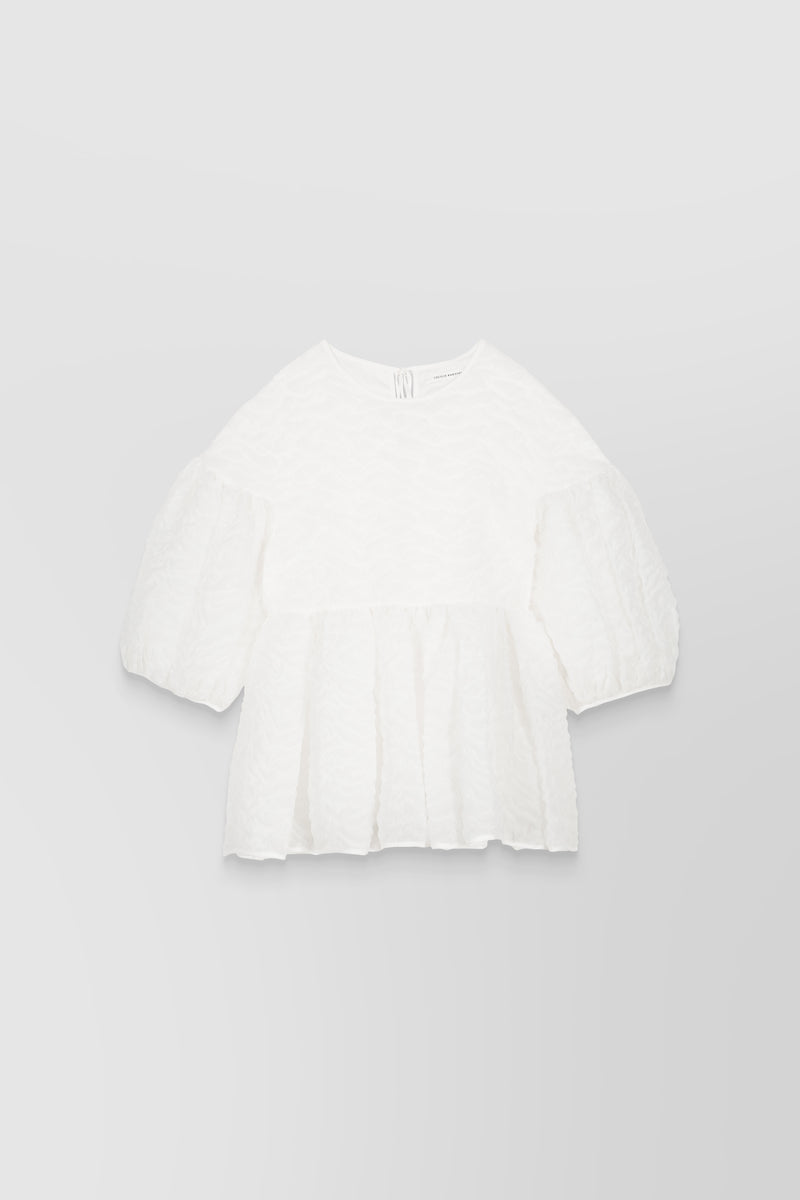 Cecilie Bahnsen - Matelassé drop shoulder top with puff sleeves