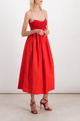 Cotton bustier maxi dress with smocked bodice