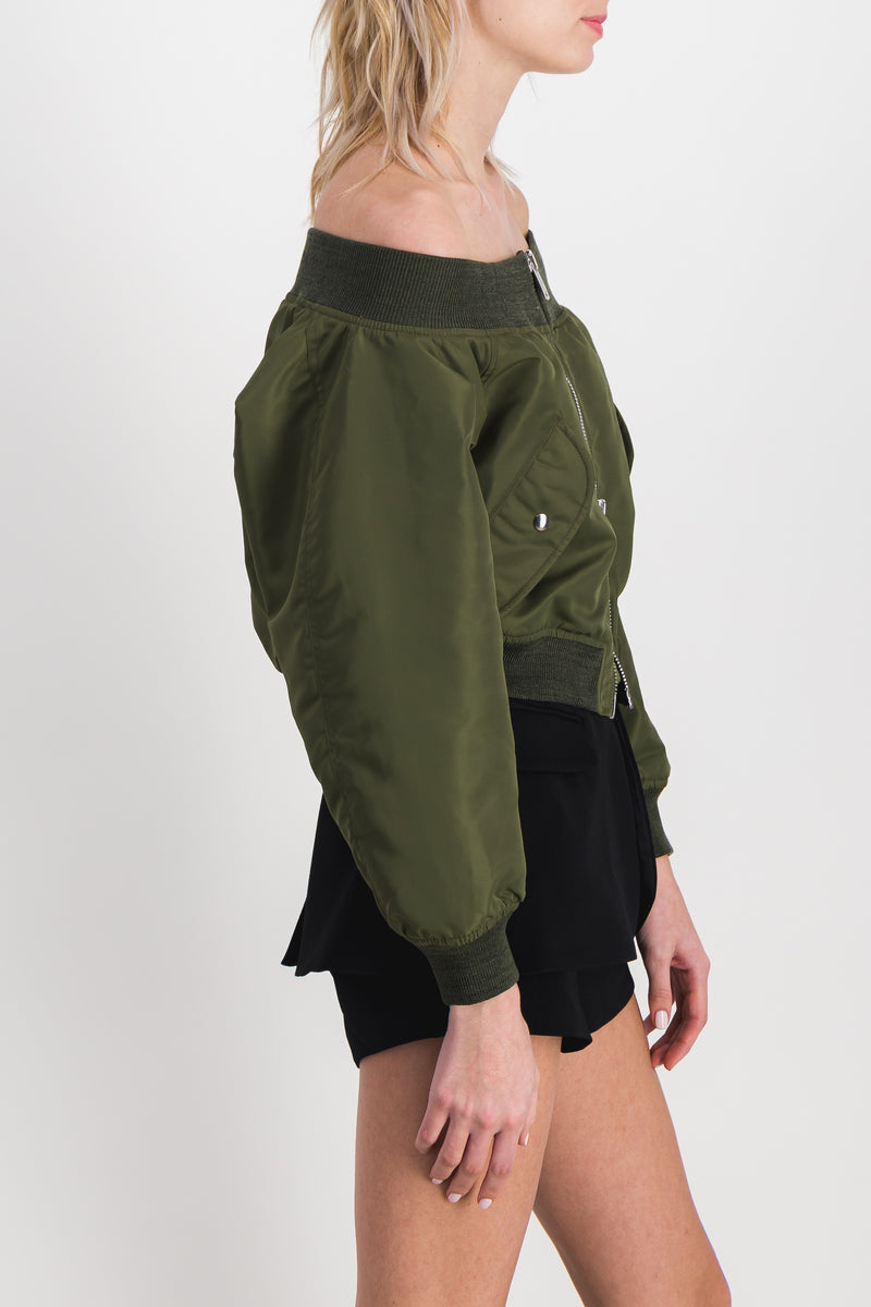 Coperni - Off-the-shoulder cropped bomber jacket