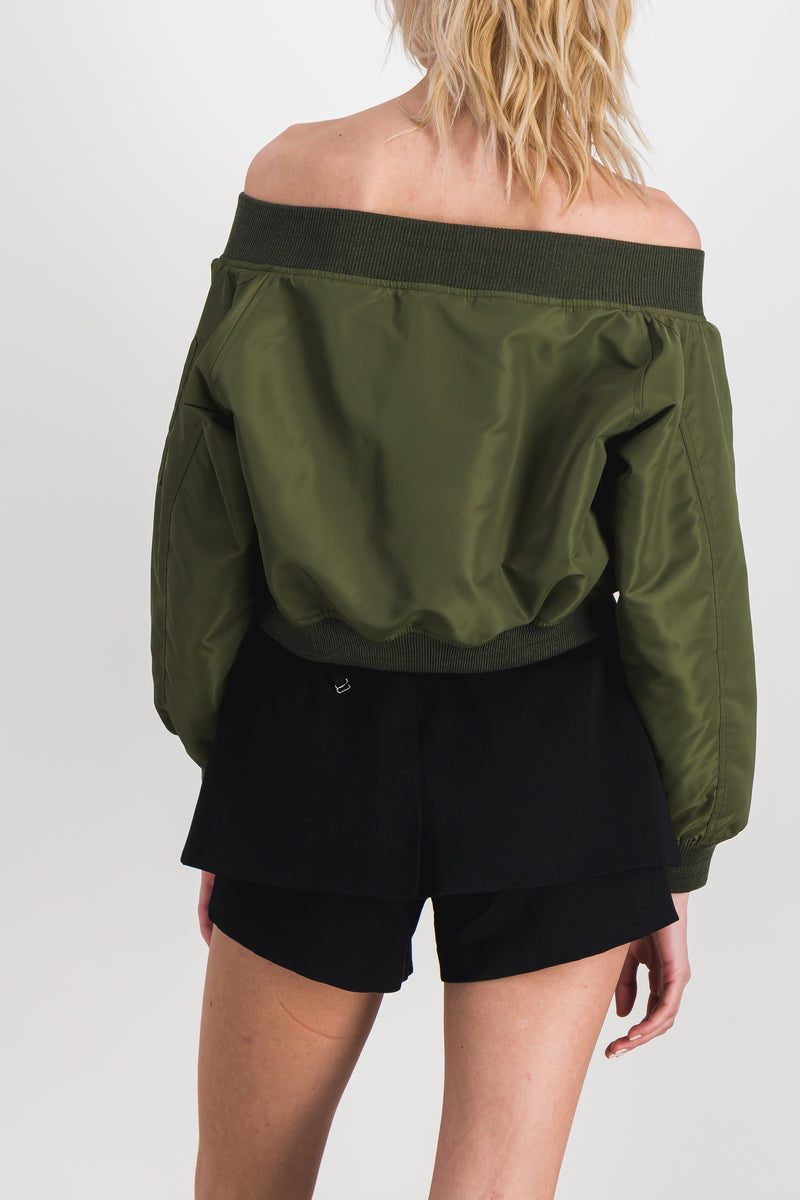 Coperni - Off-the-shoulder cropped bomber jacket