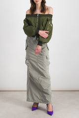 Multi-pocketed cargo maxi skirt