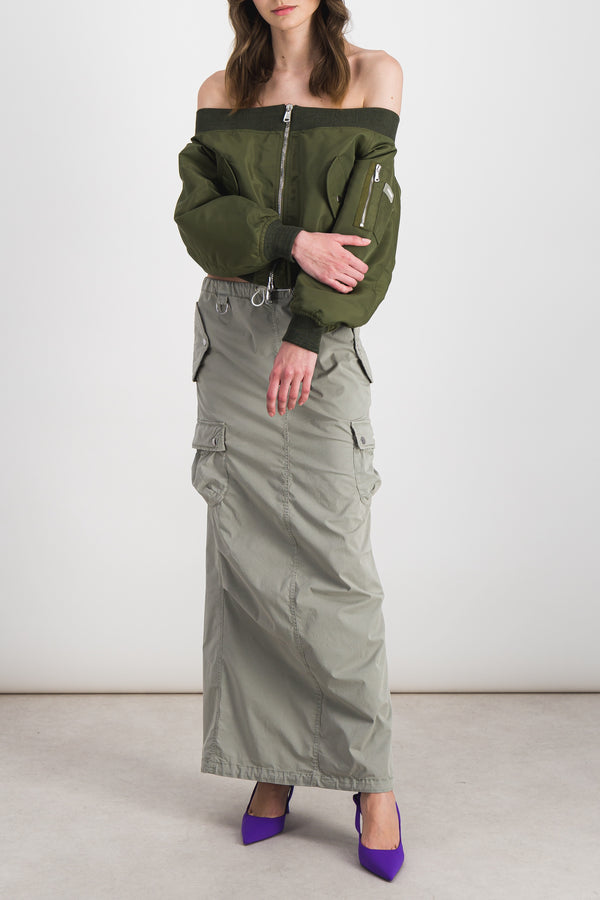 Multi-pocketed cargo maxi skirt