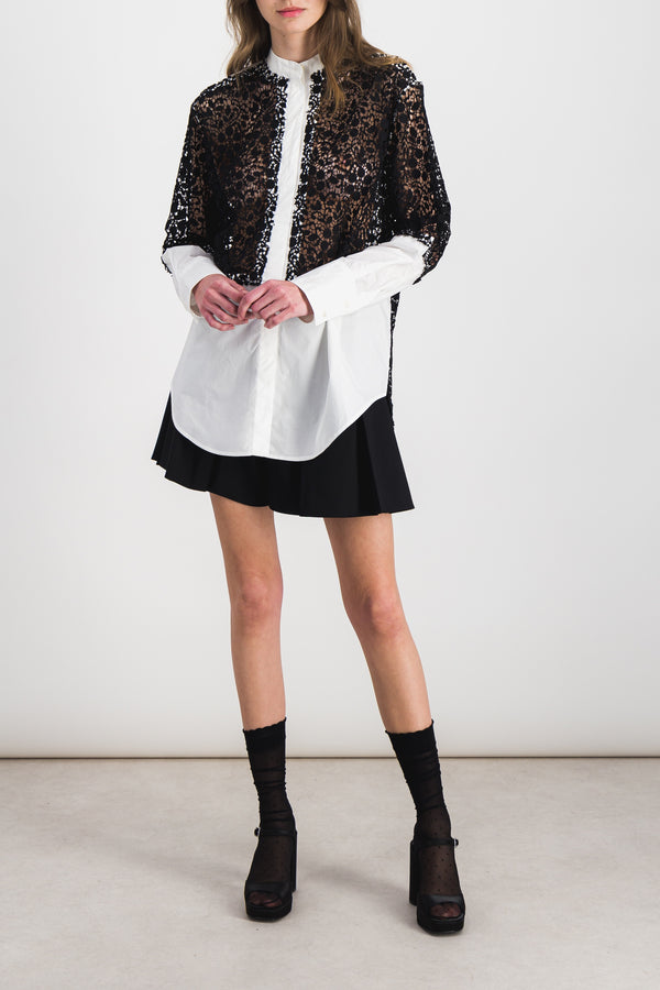 Lace insert oversize shirt