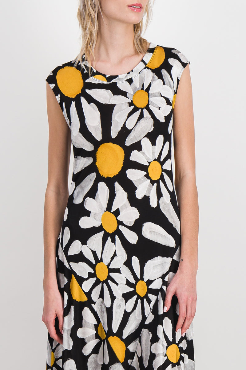 Marni - Flower printed fluid jersey flare dress