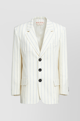 Single breasted striped virgin wool blazer