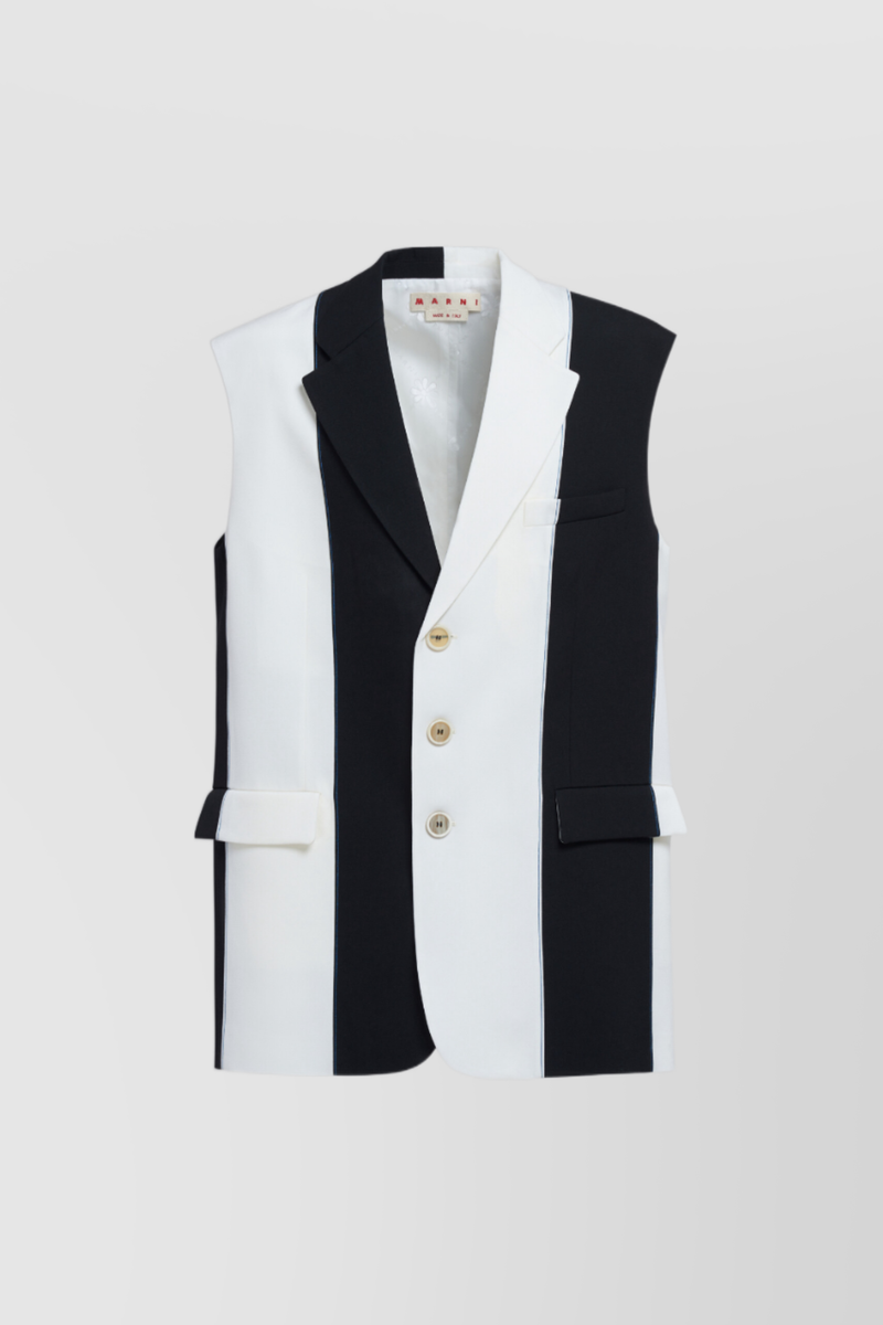 Marni - Sleeveless color-blocking striped jacket
