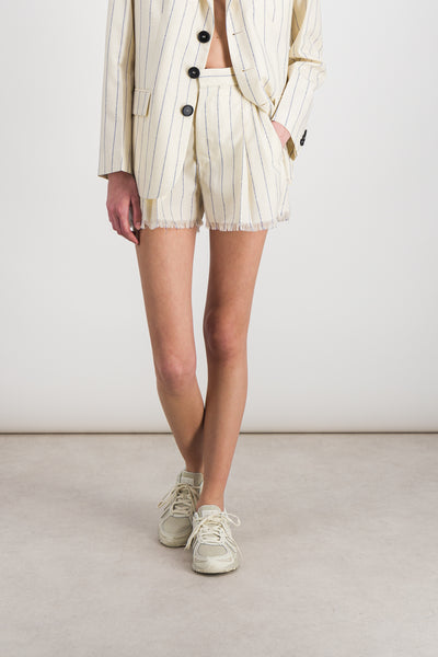 Striped virgin wool tailoring shorts