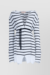 Striped twisted cotton long cardigan