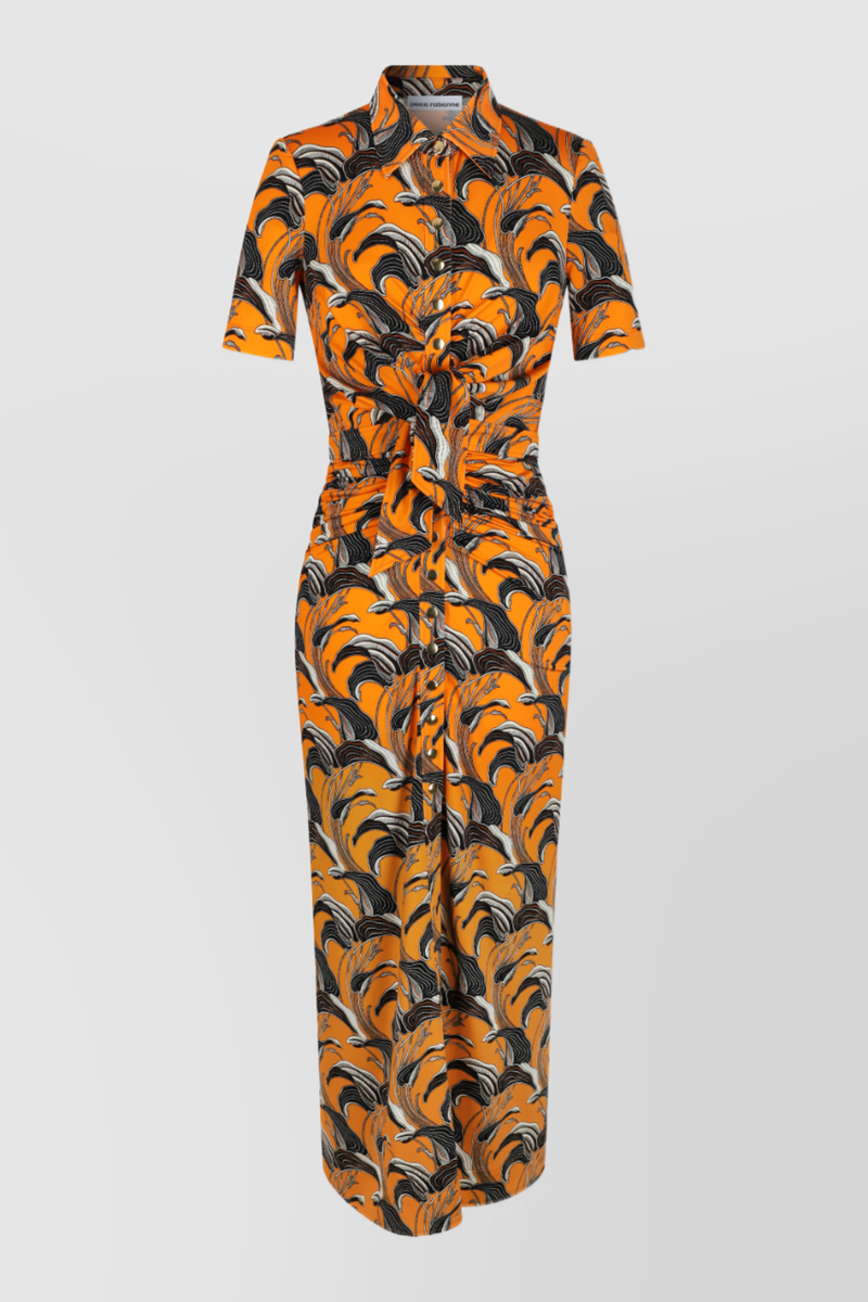 Paco Rabanne - Flower printed ruched maxi dress