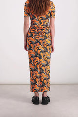 Flower printed ruched maxi dress