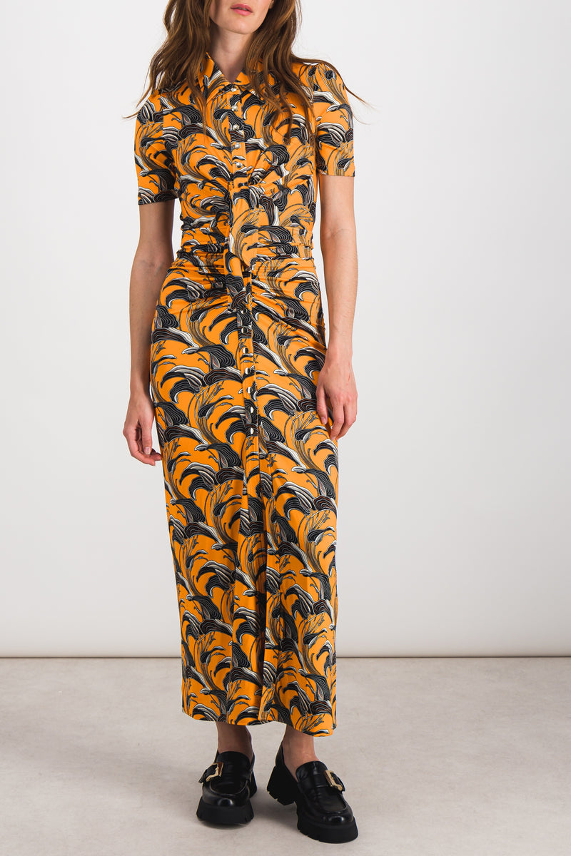 Paco Rabanne - Flower printed ruched maxi dress