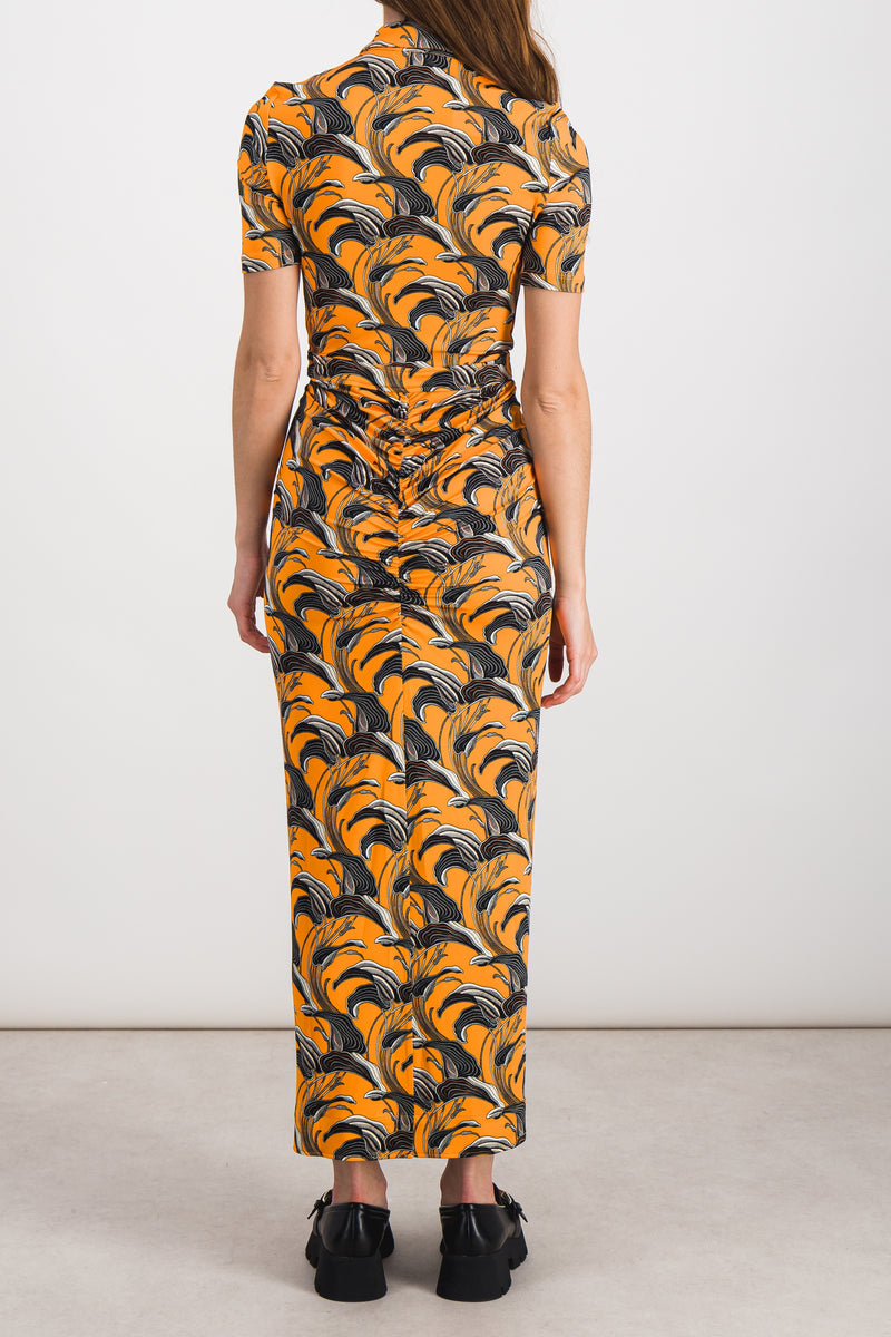 Paco Rabanne - Flower printed ruched maxi dress