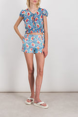 Cropped ruffle blouse with floral print