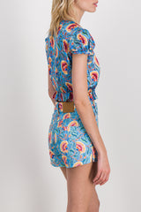 Cropped ruffle blouse with floral print