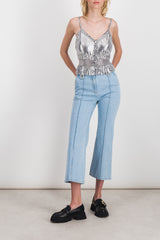 Silver mesh v-neck top